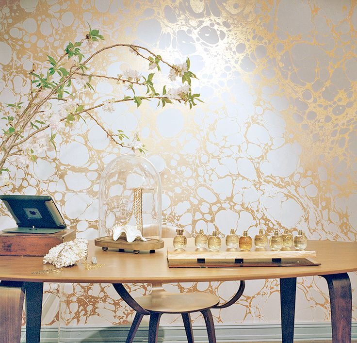 Calico Wallpaper at Rosanne Puglieses Brooklyn Brownstone Jewelry