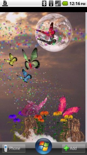 Bigger Glitter Fountain Butterfly Lwp For Android Screenshot