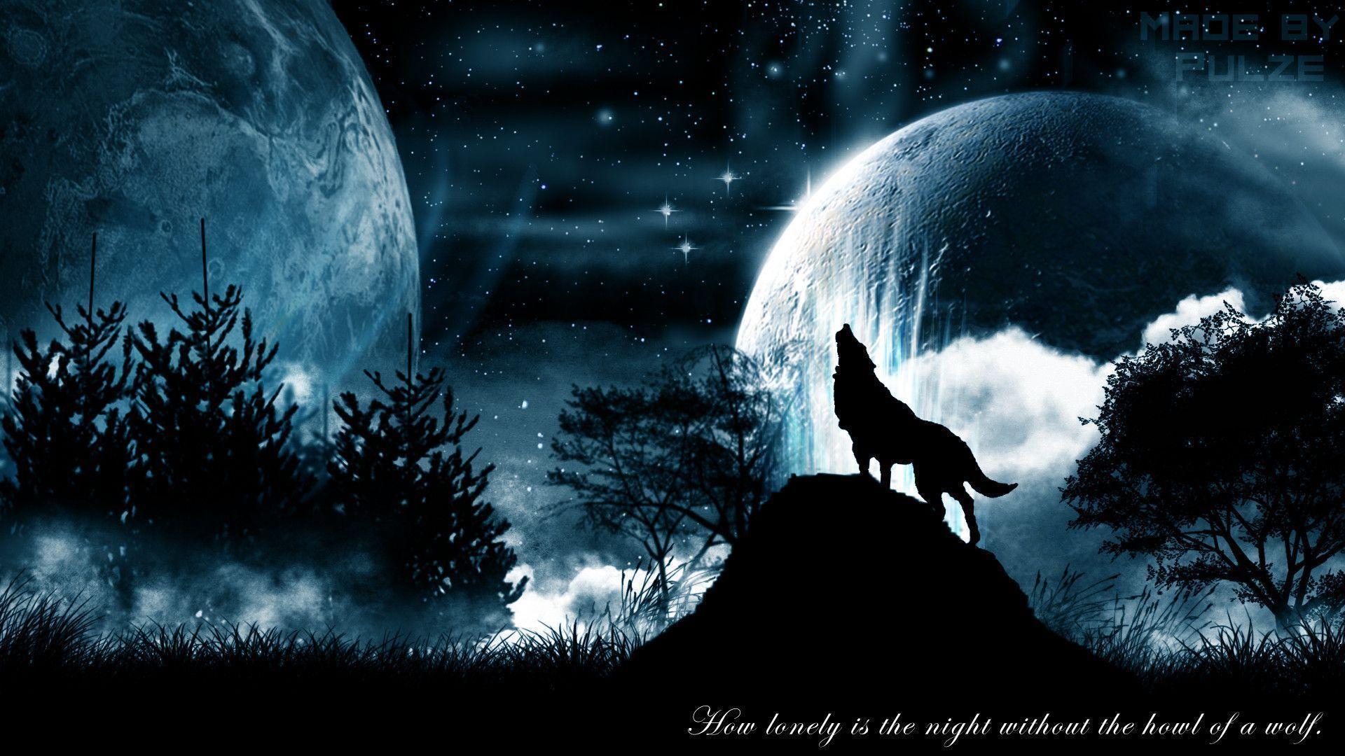 Wallpaper Moon Wolf Wolf Howling Moon Art Background  Download Free  Image