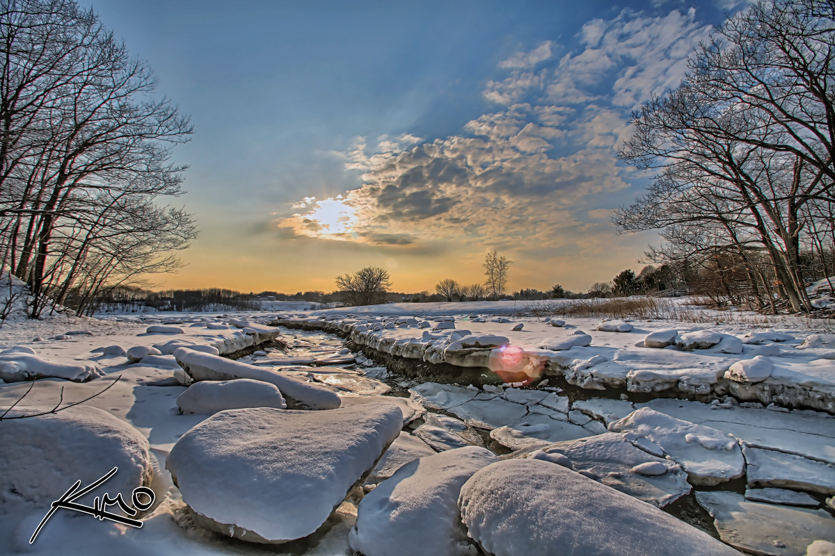 Frozen River V2 HDr Shot Portland Maine Photography By
