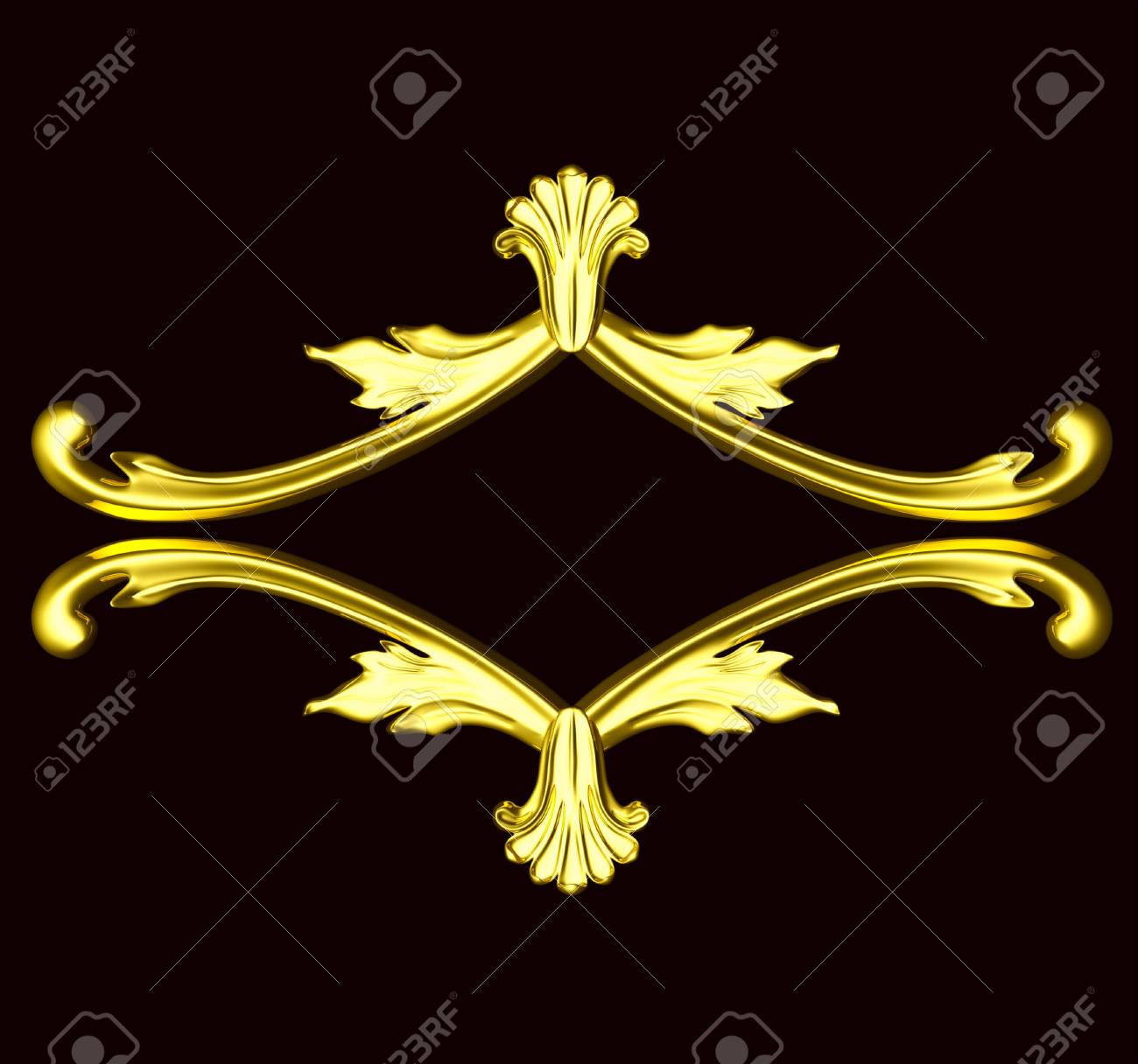 3d Gold Ornament The Sculptural Form On A Dark Velvet Background