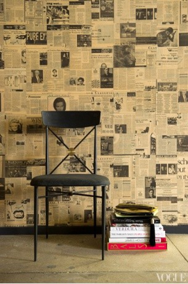 Newsprint Wallpaper Interior Design Inspirati