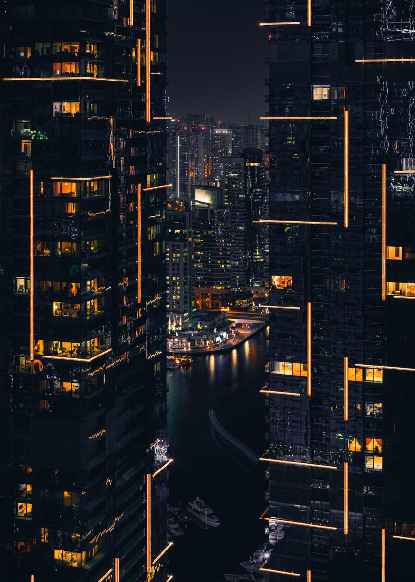Dubai Nights Poster By Artistic Prints Displate Night City