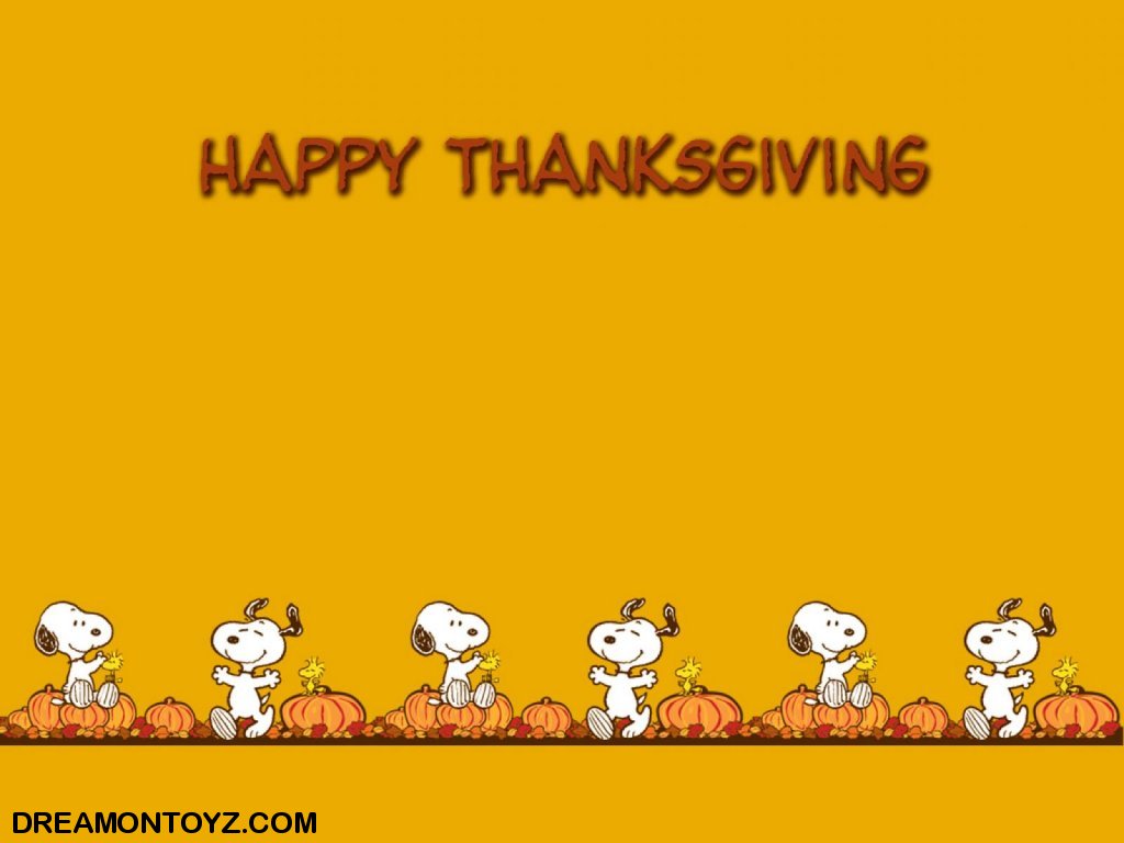 Happy Thanksgiving Snoopy And Woodstock With A Row Of Pumpkins
