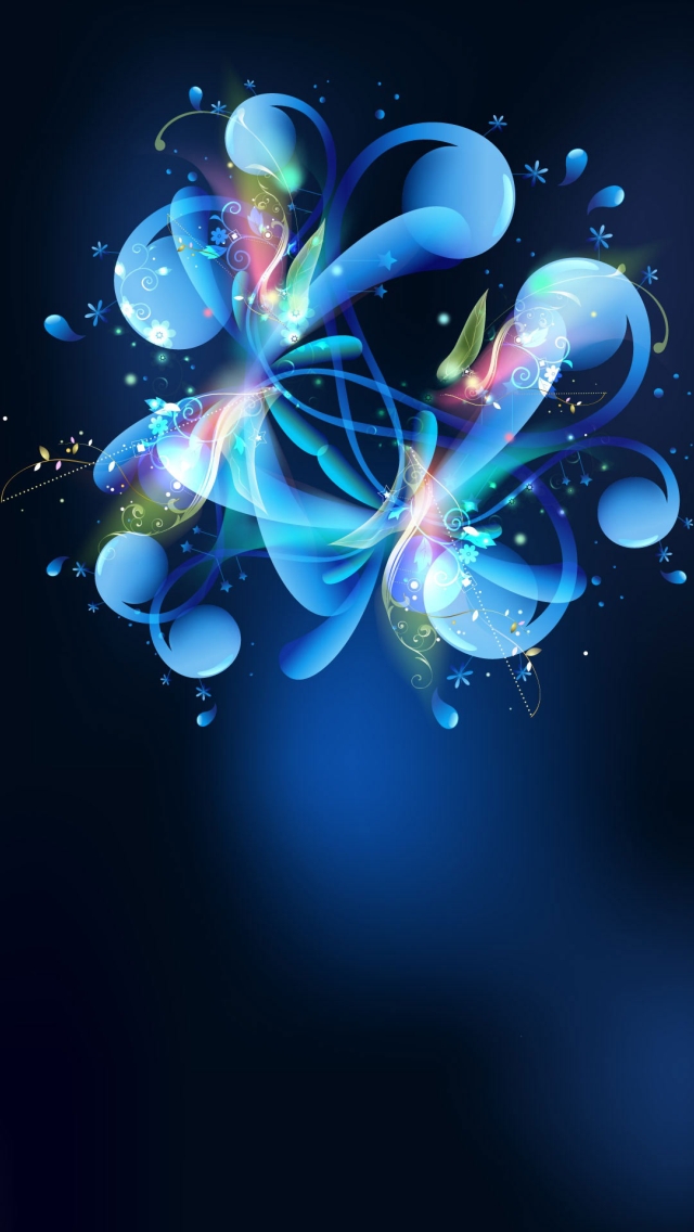Blue Abstract Flower iPhone Wallpaper