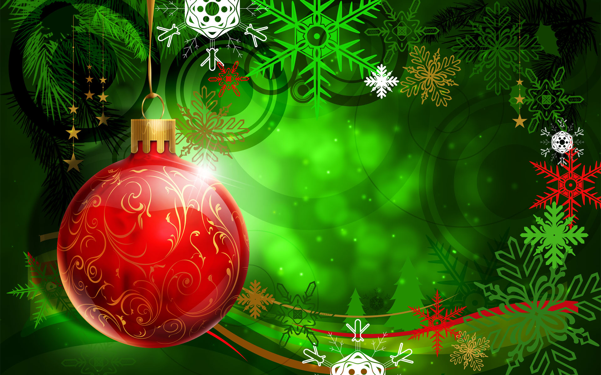 Christmas Ball On Green Background Wallpaper For Desktop