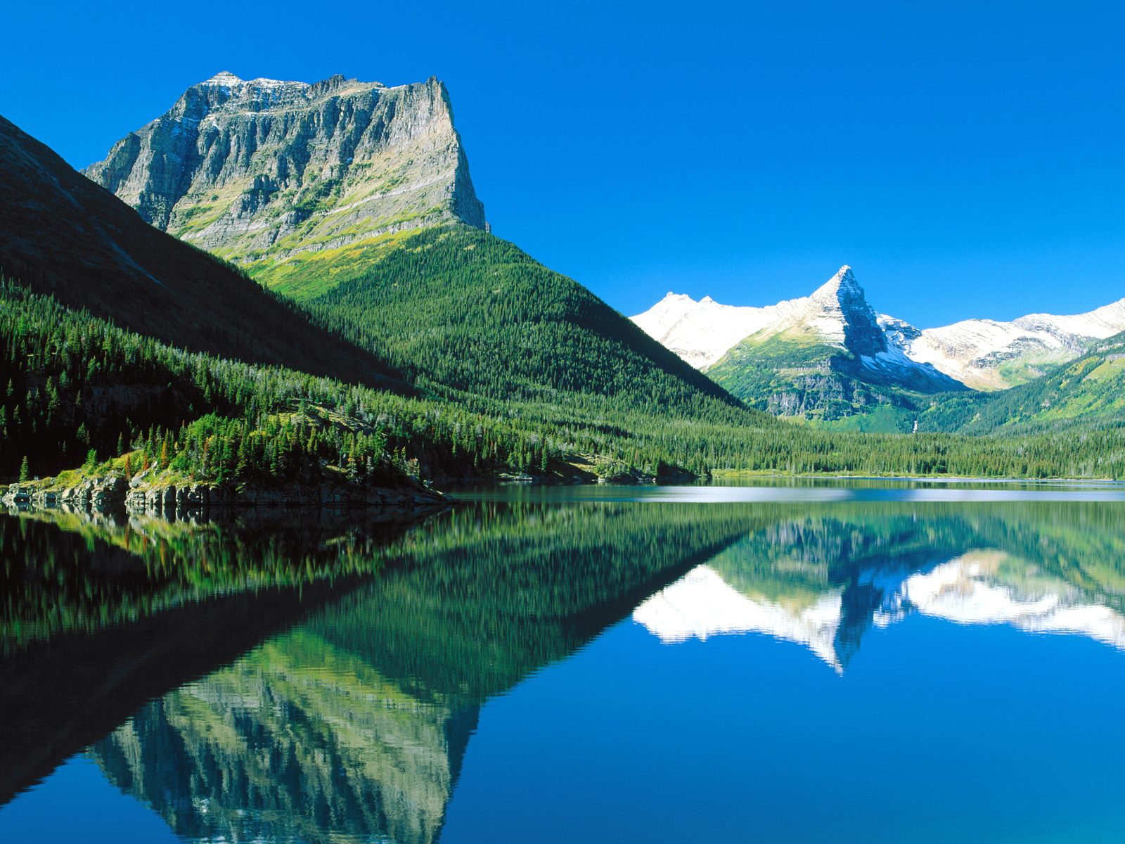 Mountains Mirrored St Mary Lake Glacier National Park Montana Picture