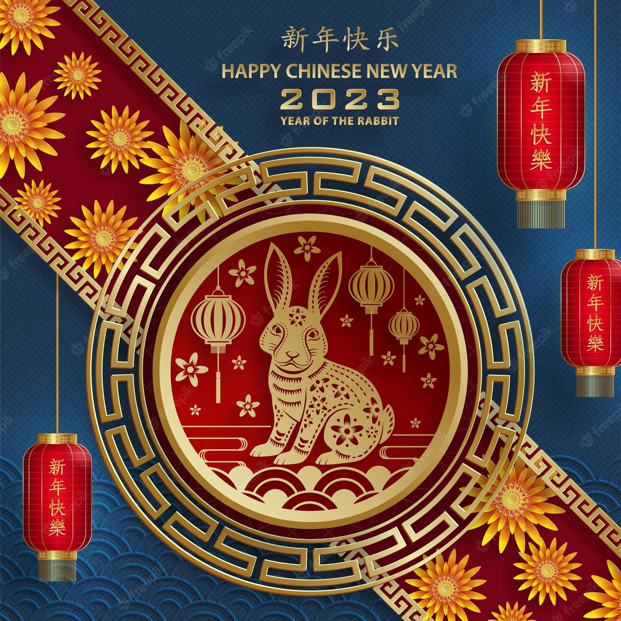 Premium Vector Happy Chinese New Year Rabbit Zodiac Sign