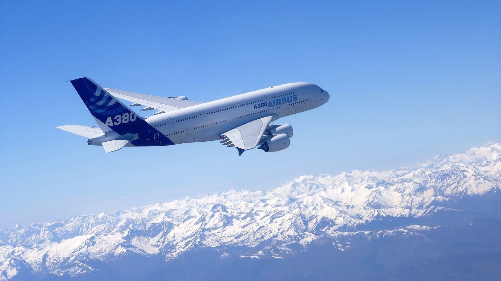 Met Een Airbus A380 Hoog In De Lucht HD Vliegtuig Wallpaper Foto