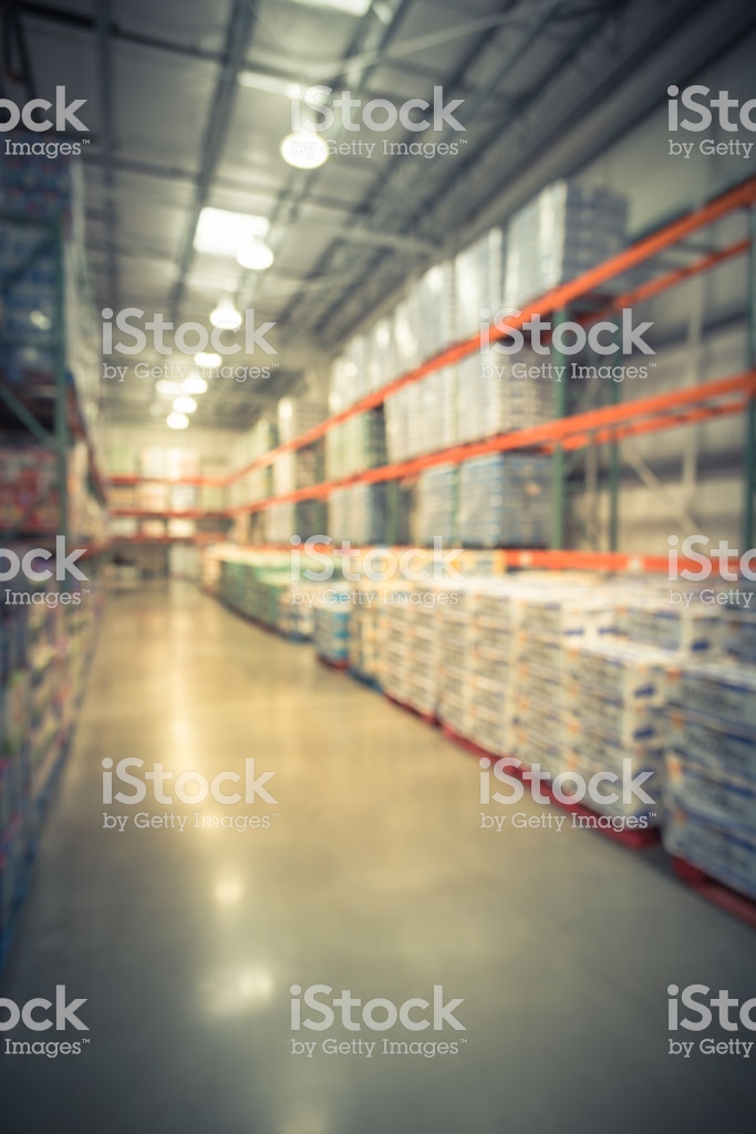Filtered Tone Blurry Background Huge Warehouse At Wholesale Store