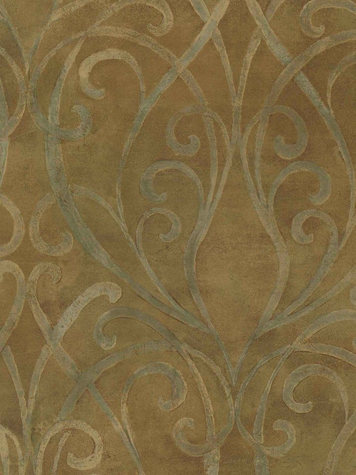 Tuscan Stone Wallpaper Soft Metallic Brown Palazzo Scroll