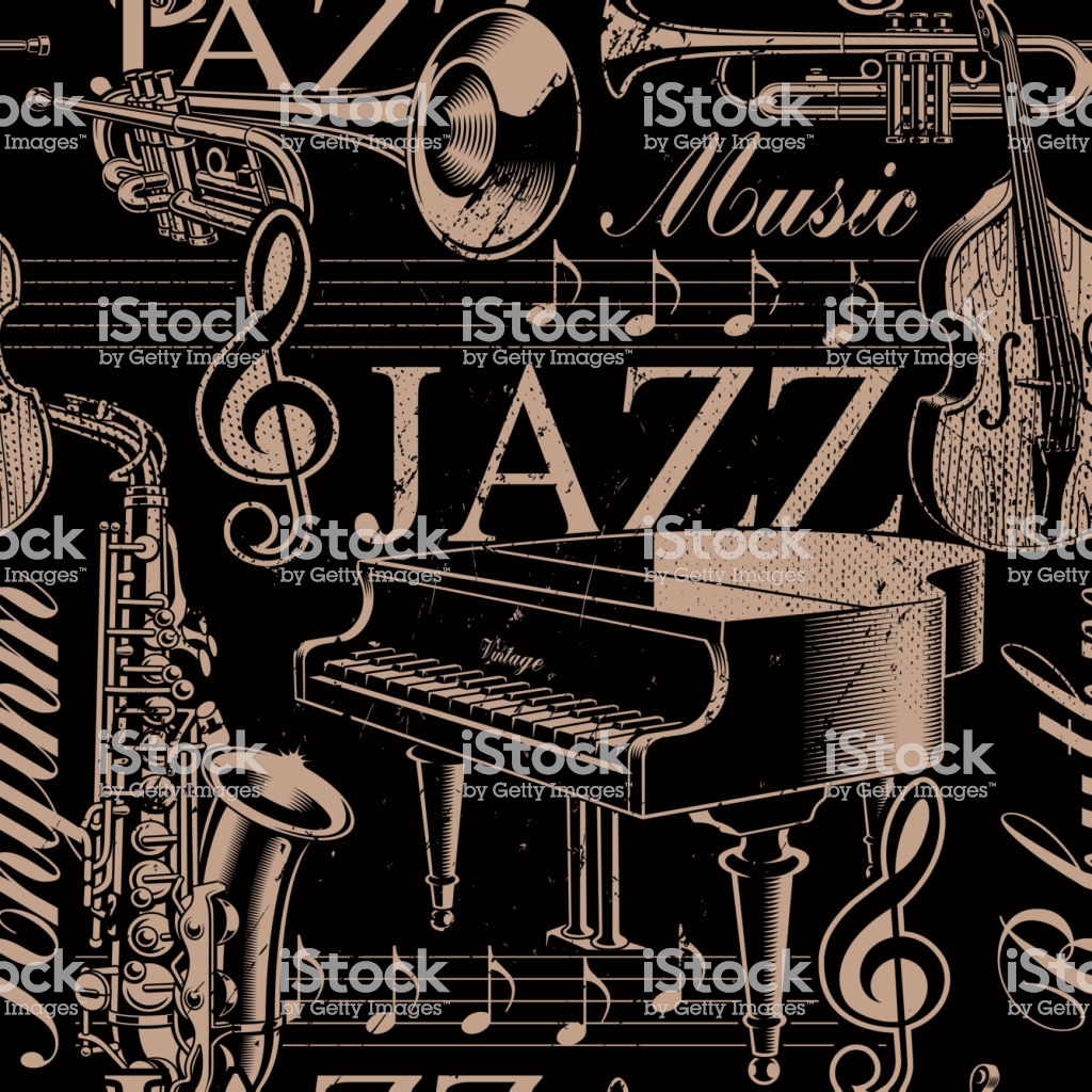 Musical Seamless Background Of Jazz Theme Stock Illustration
