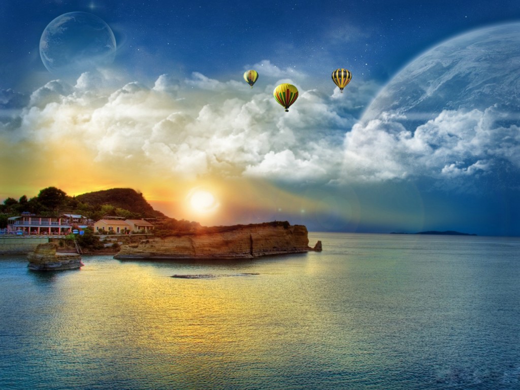 Baloons Over Beach Desktop Pc And Mac Wallpaper