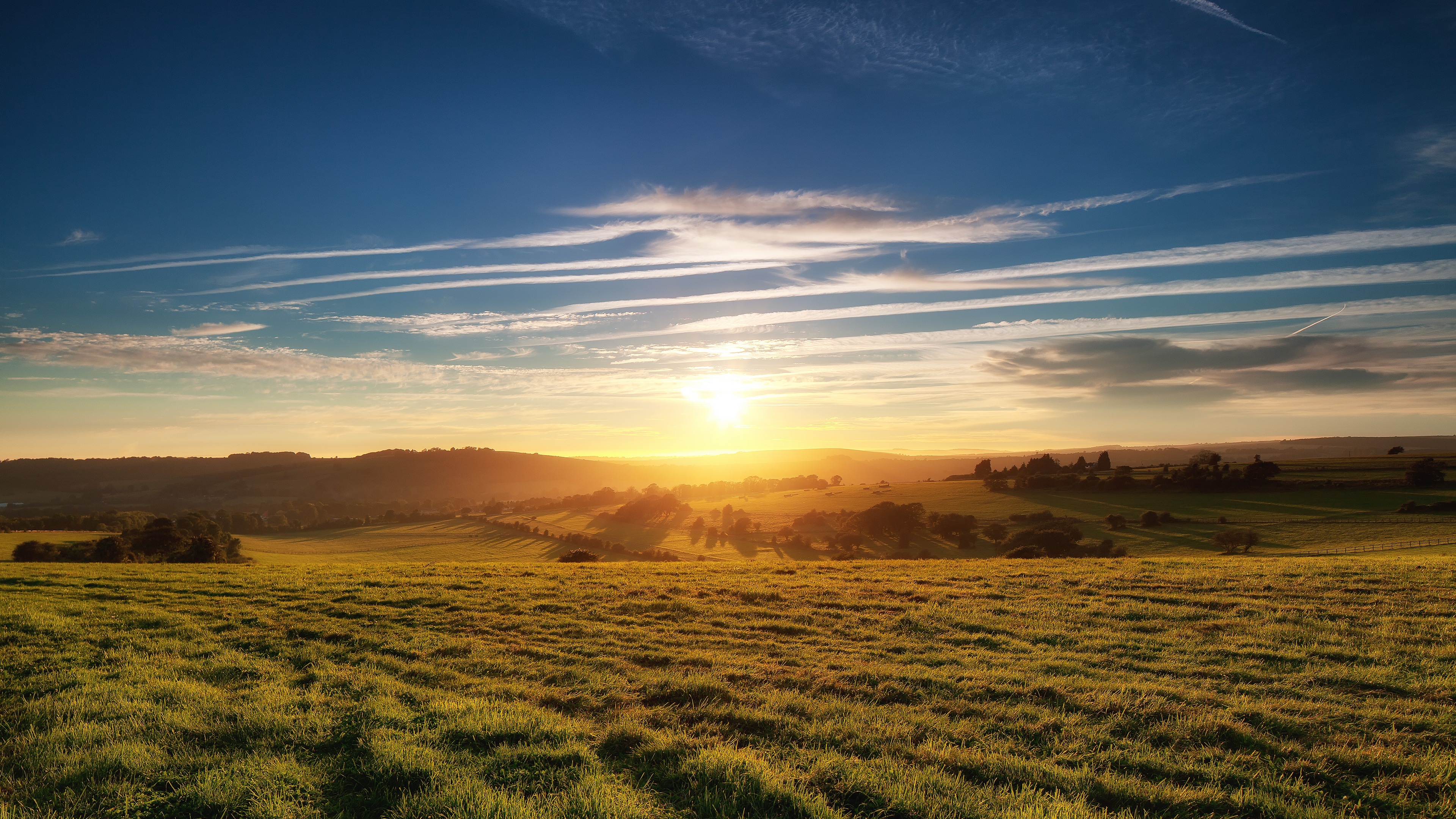 Sun Rising Over Country Hills 4k Ultra HD Desktop Wallpaper