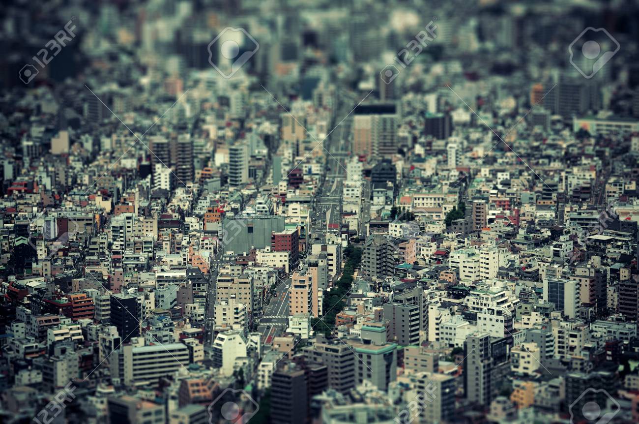 Tokyo Urban Rooftop Background Tilt Shift Effect Japan