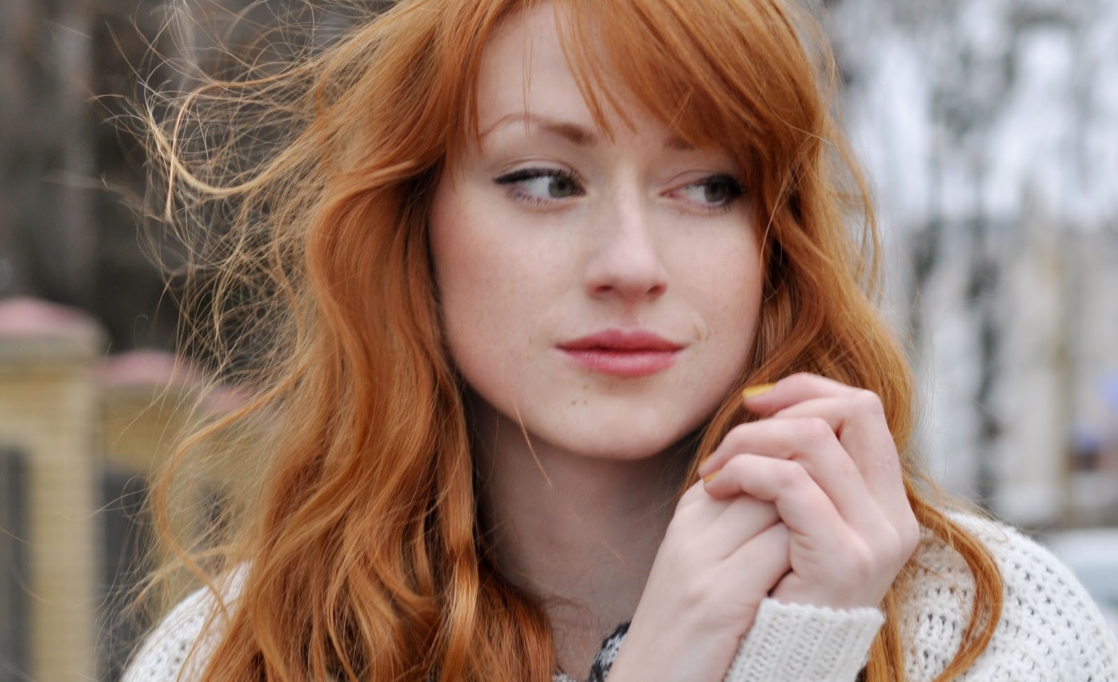 Women Redhead Alina Kovalenko Looking Away Face