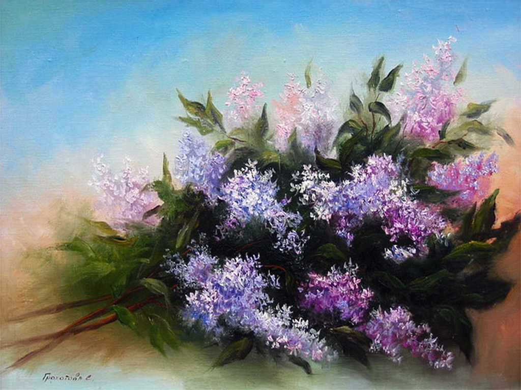 Grohotova C lilac painting pictures wallpaper download screensaver