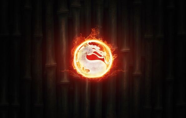 Mortal Kombat Fire Bat Background Logo Bamboo