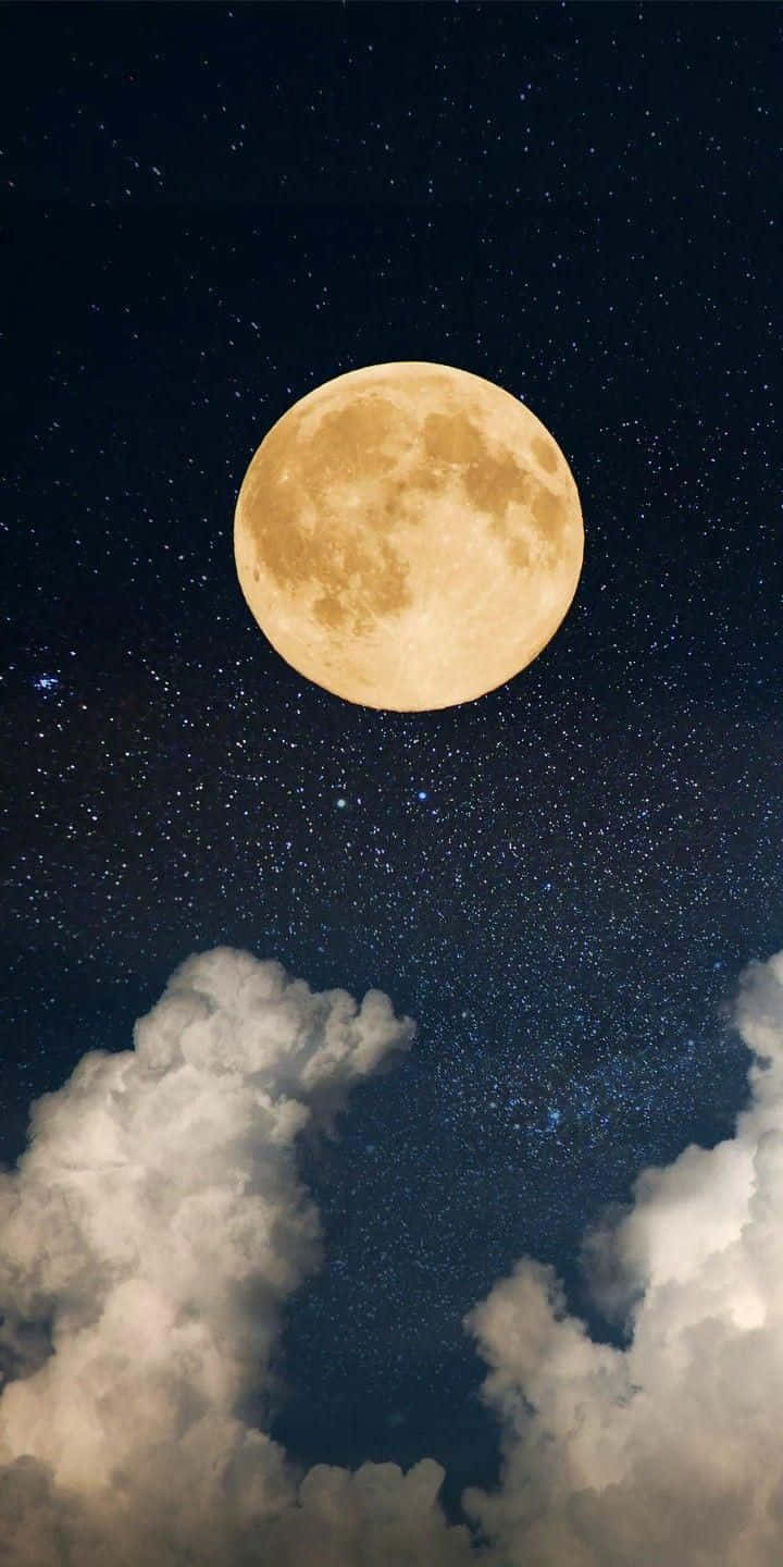 Moon And Stars iPhone With Clouds Wallpaper