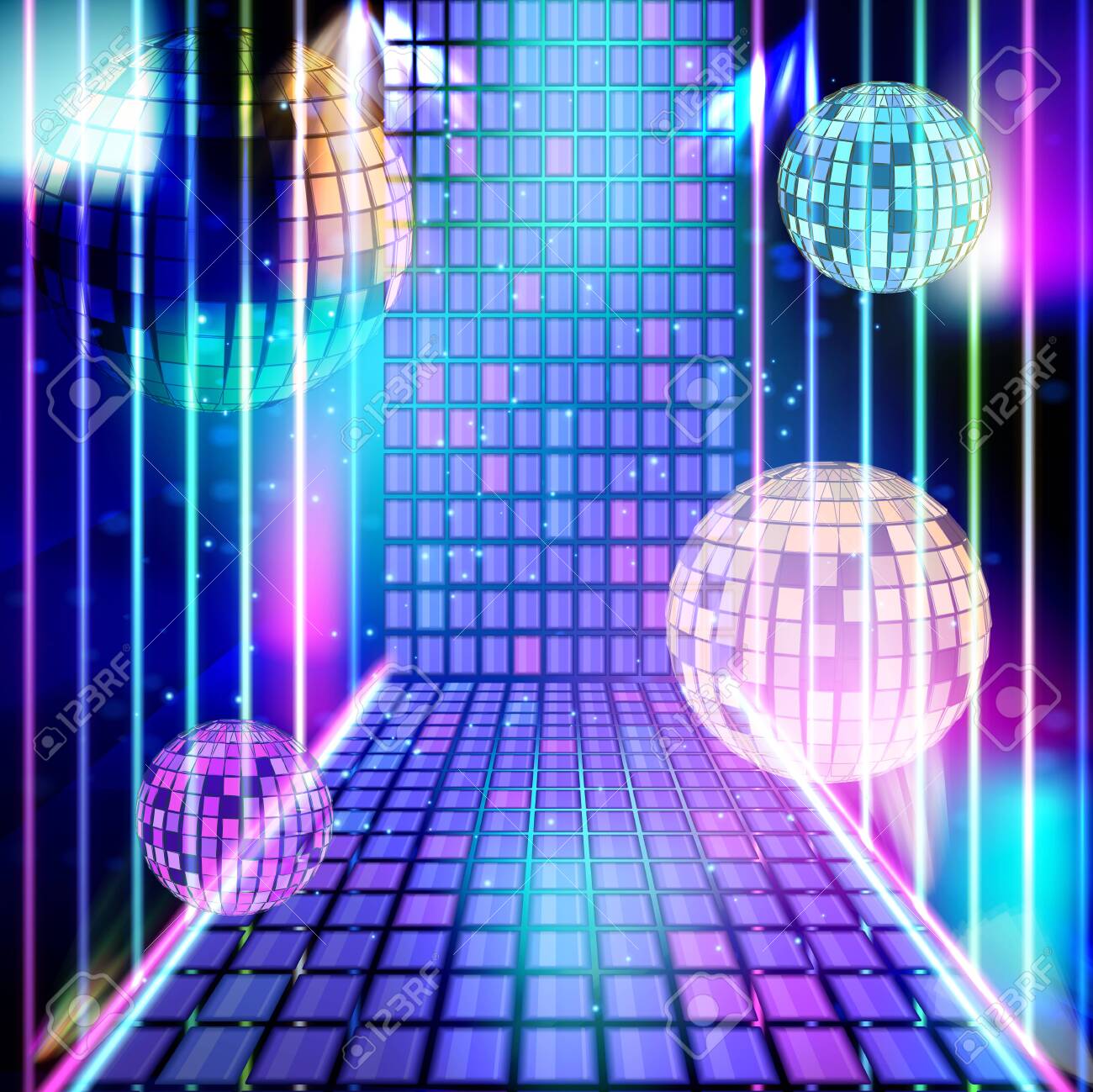 Light Music In Purple Neon Energy Party In Night Club Vector