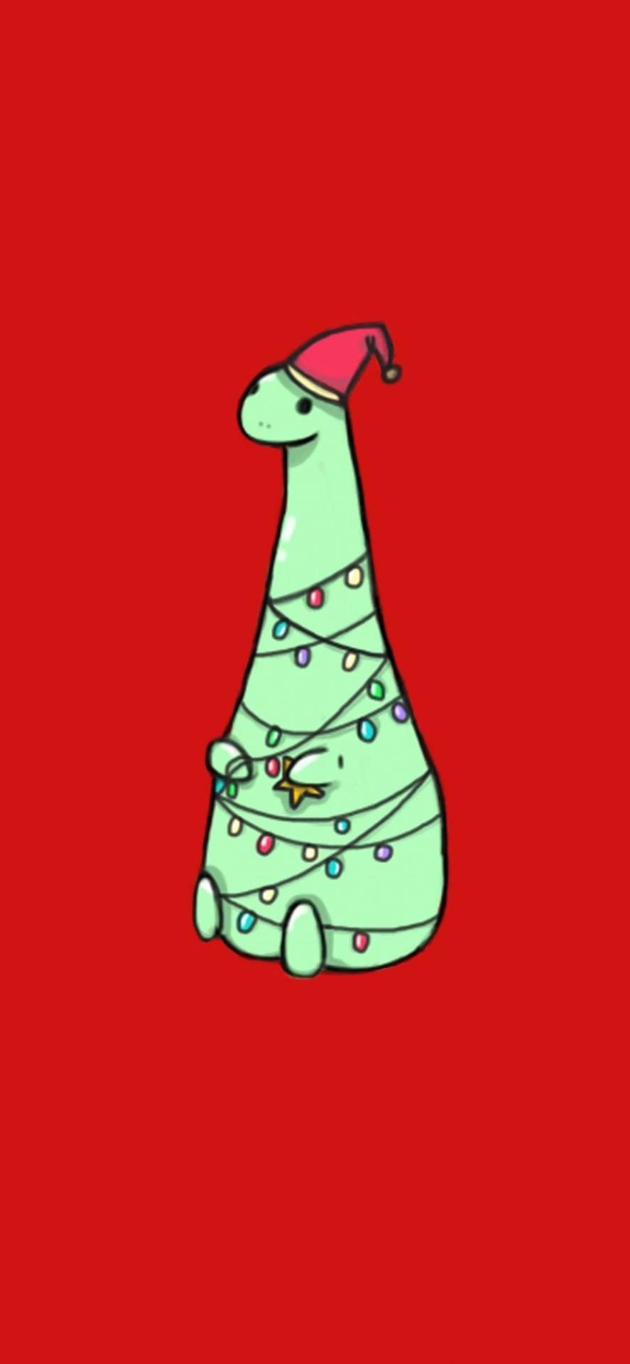 Download Cute Dinosaur Christmas Phone Wallpaper
