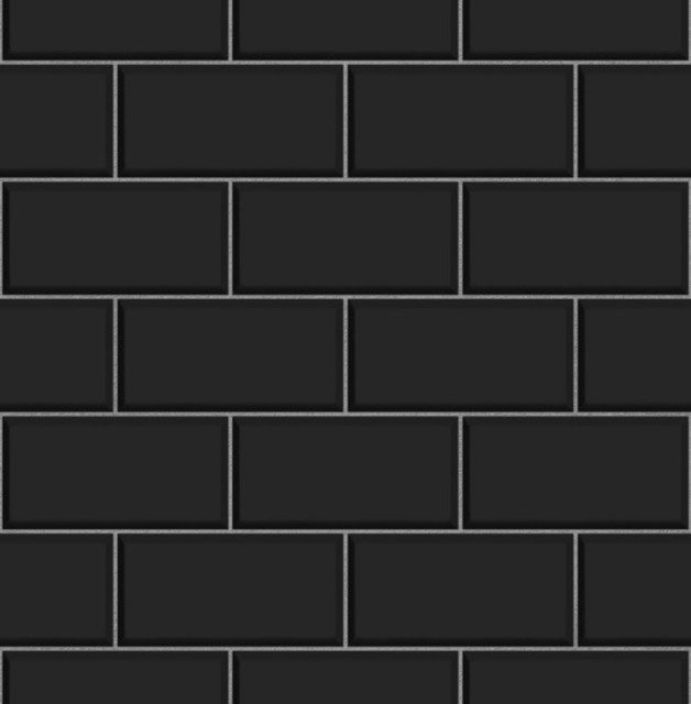 Ceramica Black Subway Tile Effect Wallpaper Contemporary