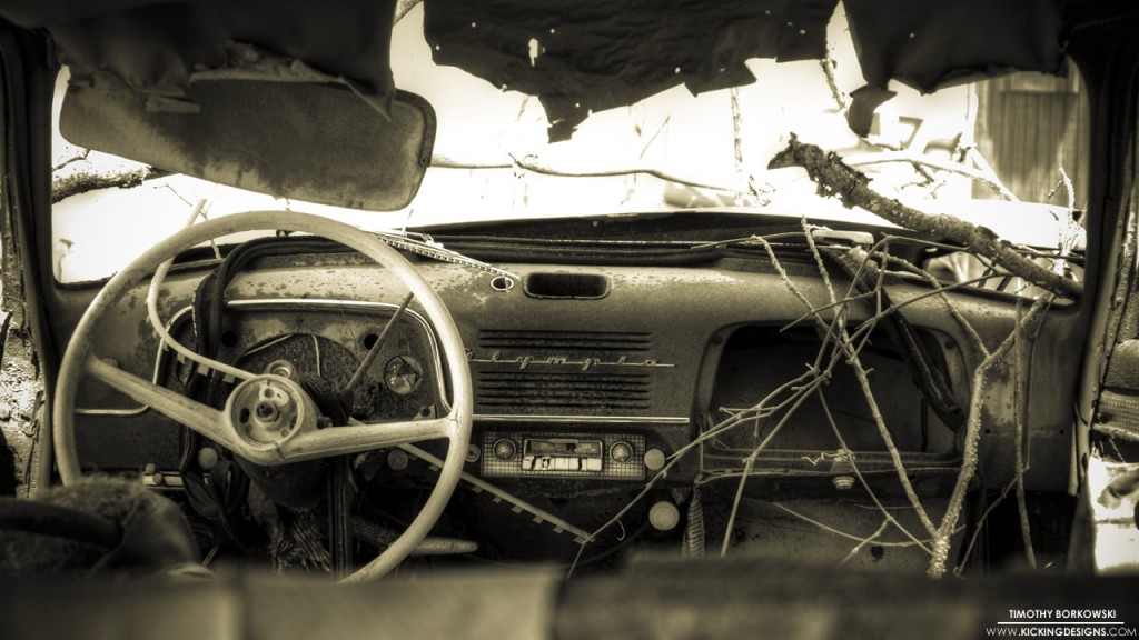 Abandoned Cars Steering Wheel Wallpaper Wide HD