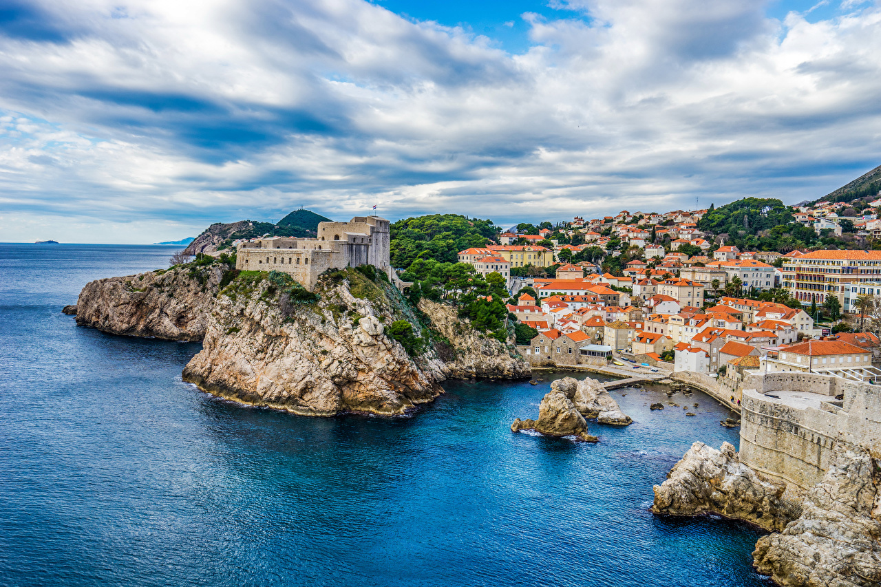 Wallpaper Cities Croatia Castles Dubrovnik Coast Crag Houses