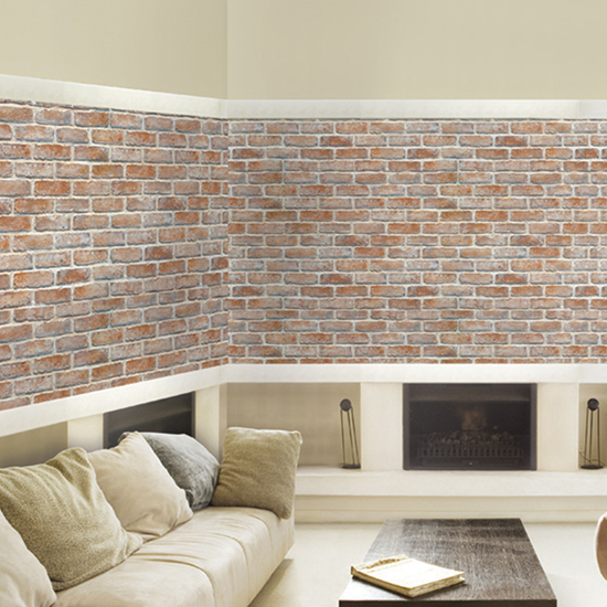 White Light Brown Brick Self Adhesive Wallpaper Wallstickery