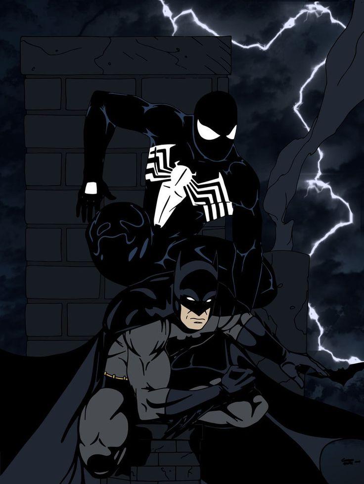 Batman And Black Suit Spider Man Ii By Ed02 Spiderman