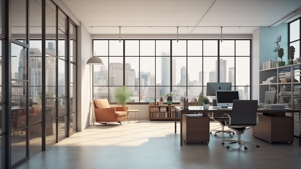 65ac7bcca32da2cb975b2f72 Modern Office With Skyline Zoom Background Wallpaper