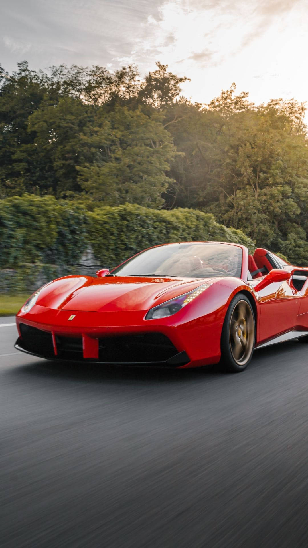 Red Italia Ferrari Phone On Road Wallpaper