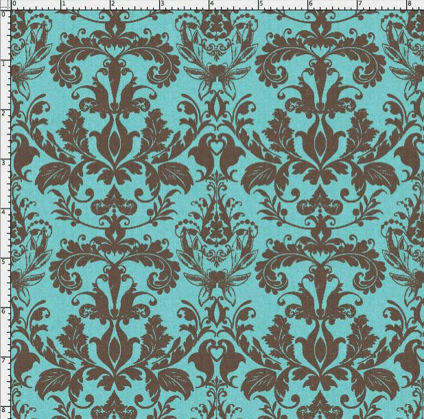 Brown And Blue Damask Wallpaper