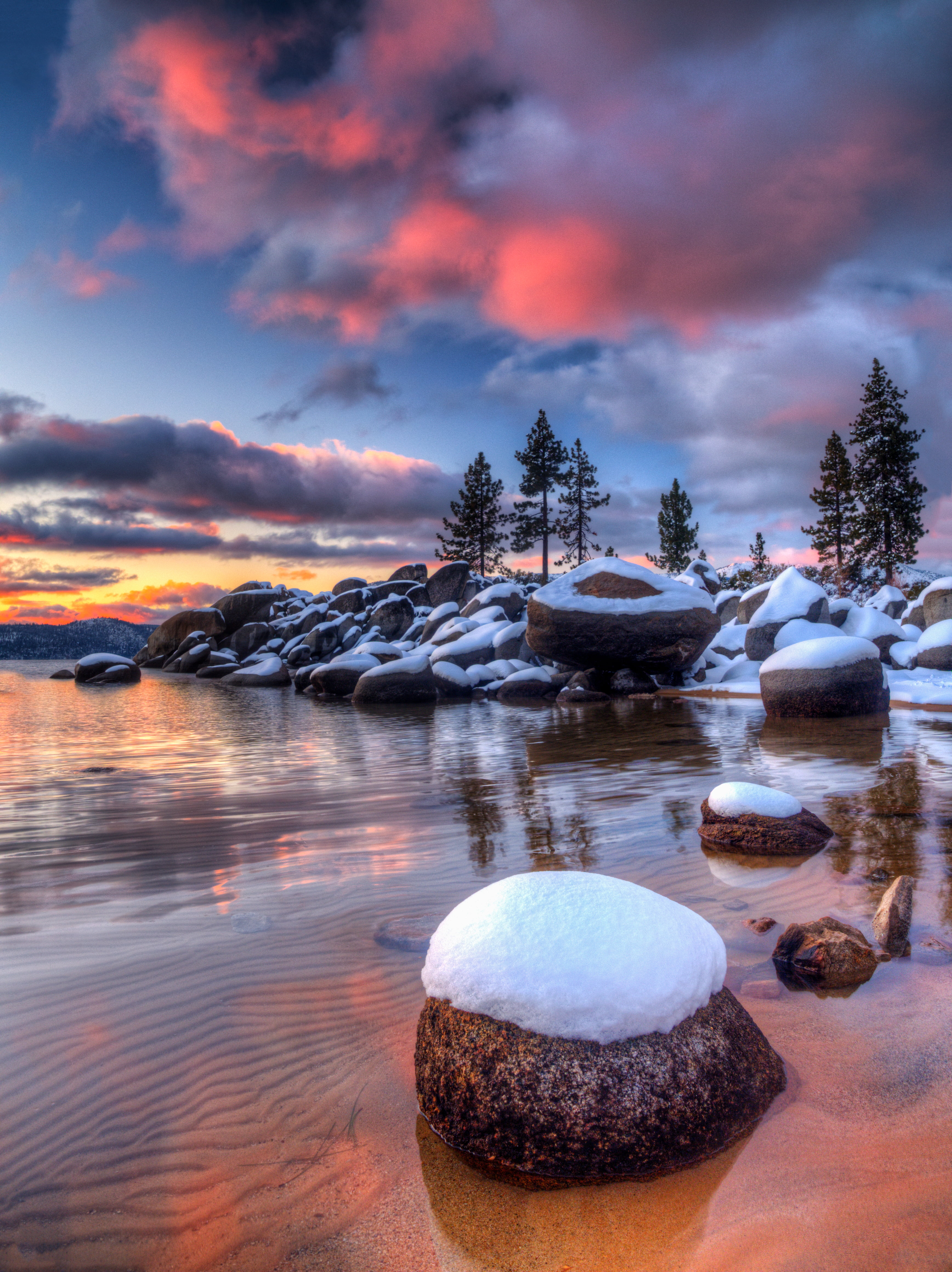 Lake Tahoe Winter Sunset Wallpaper Teahub Io