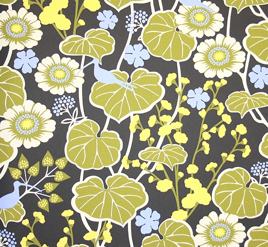 Wallpaper A Bright Bold Floral With Lily Pads And Pond Flowers