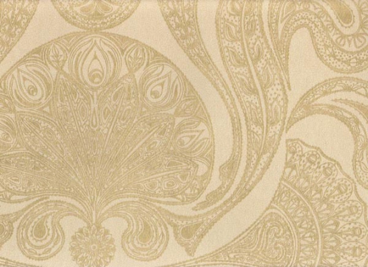 Malabar Wallpaper Gold On Beige Indian Paisley Design