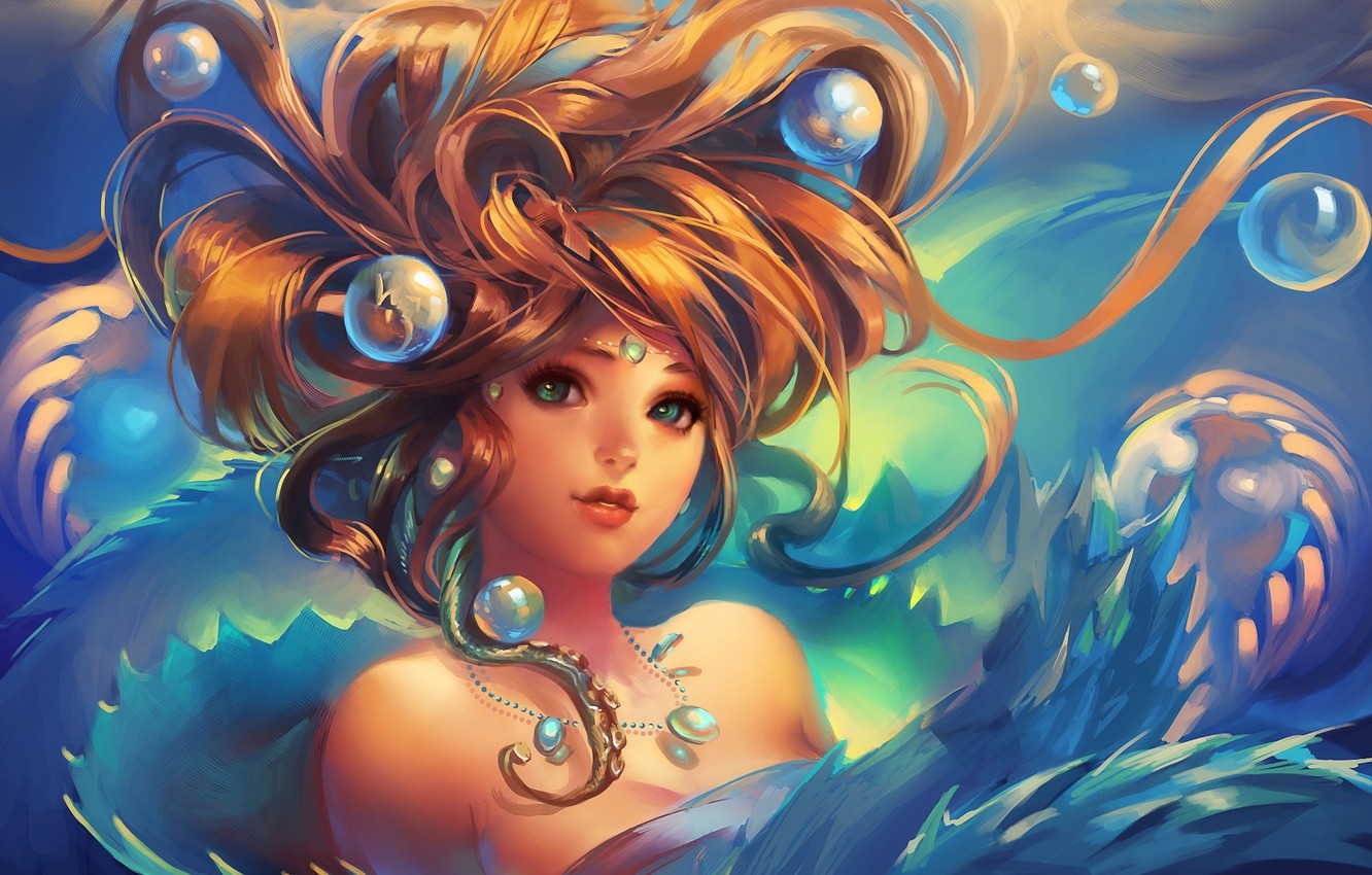 Wallpaper Girl Decoration Bubbles Hair Art Under Water