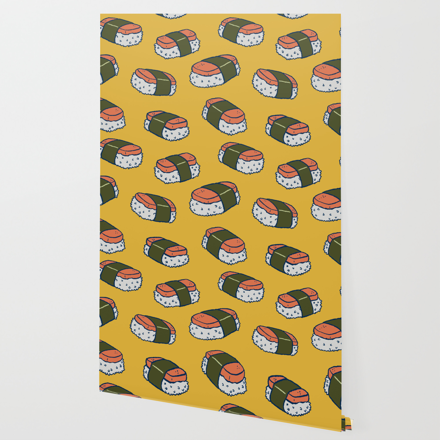 Spam Musubi Sushi Pattern Wallpaper By Cararowlands Society6