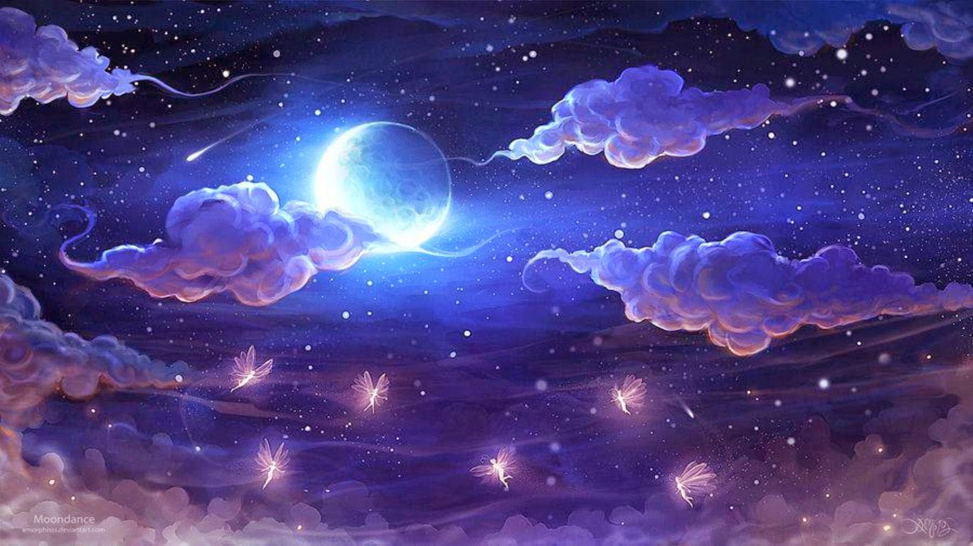 Free Download Moon Light And Stars Night Background With Trees Nature