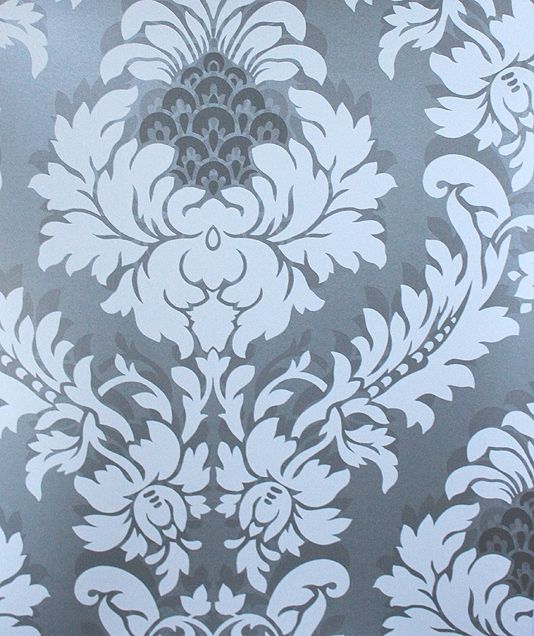 Rezzonico Wallpaper Large Damask style wallpaper in off white on