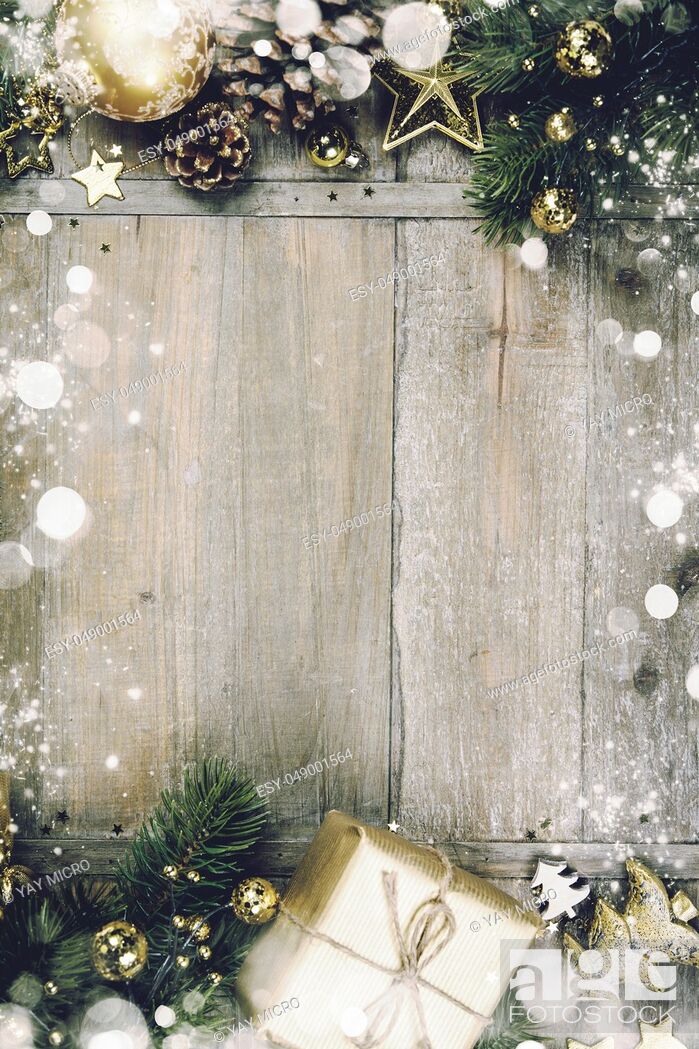 Rustic Wood Background For Christmas With Copy Space