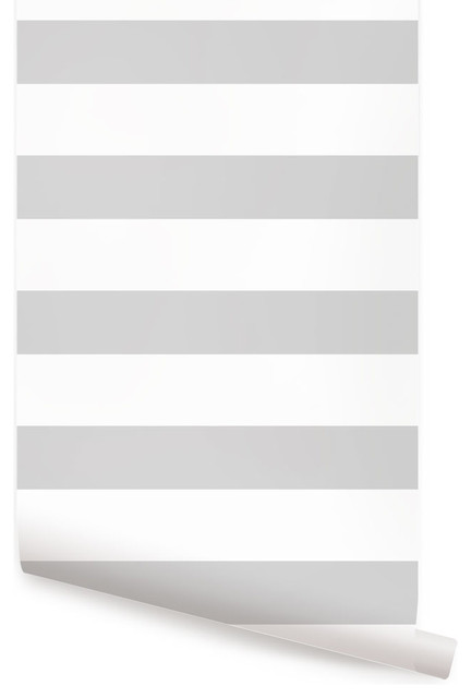 Horizontal Stripe Wallpaper Peel And Stick Gray Transitional