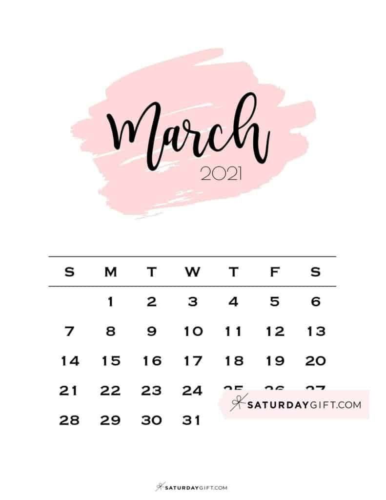 Cute Printable March 2022 Calendar SaturdayGift in 791x1024