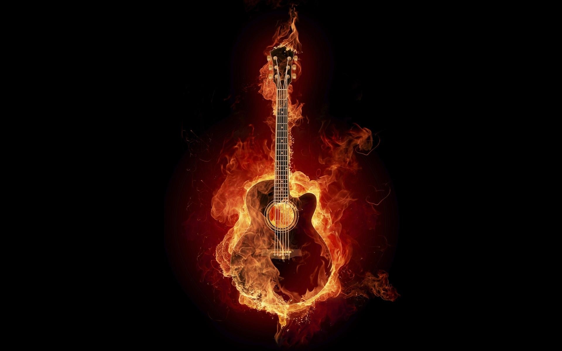 Guitar On Fire Full HD Desktop Wallpaper 1080p