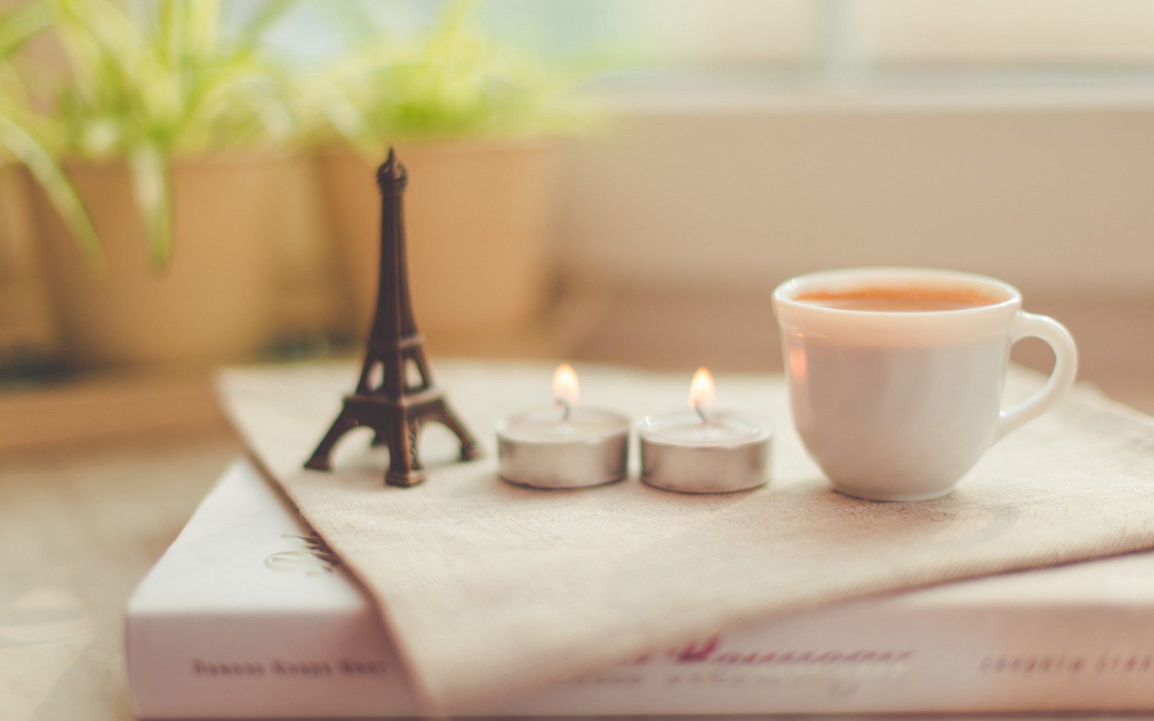 candles eiffel tower coffee cup book photo vintage hd wallpaper