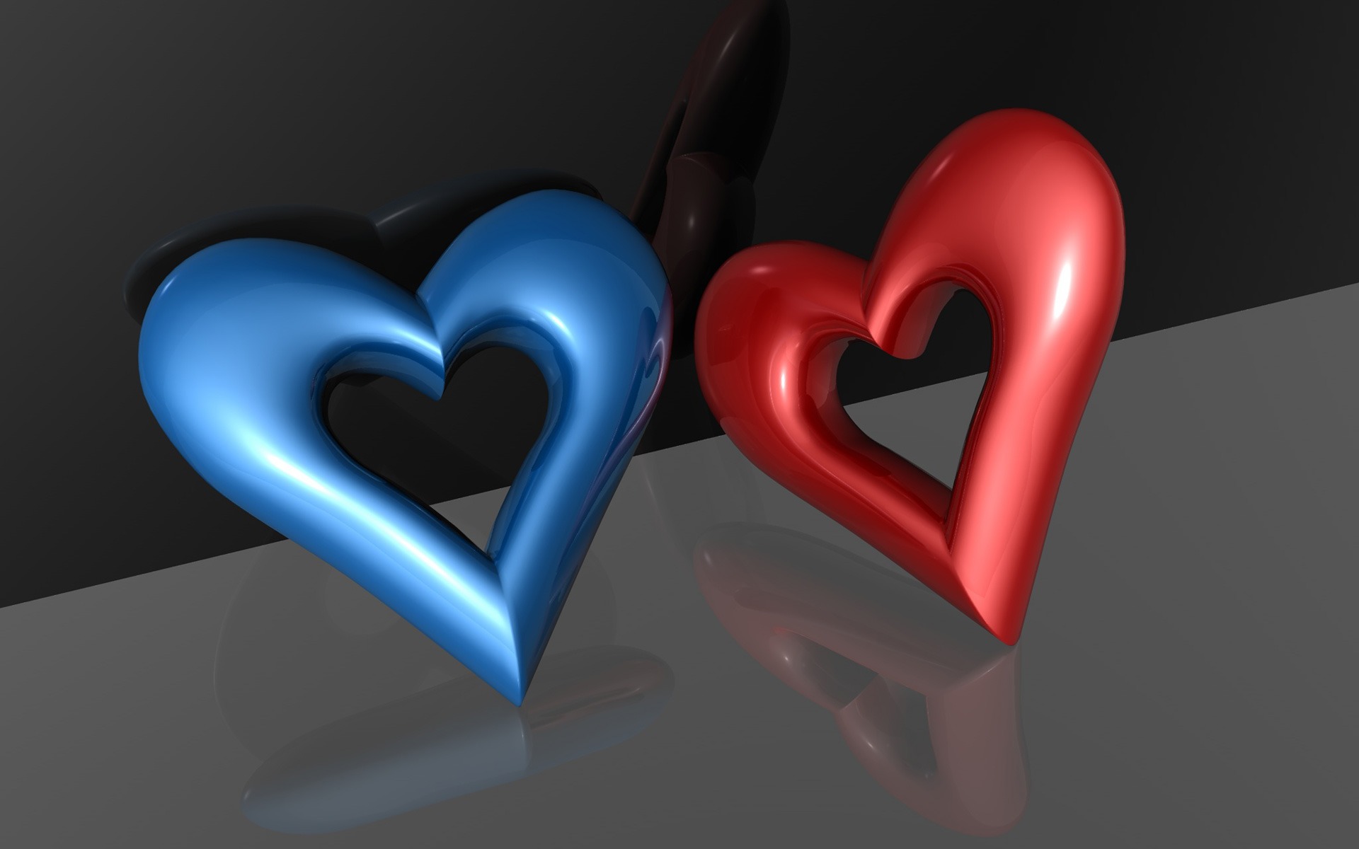 3D Colorful Heart Love Wallpaper