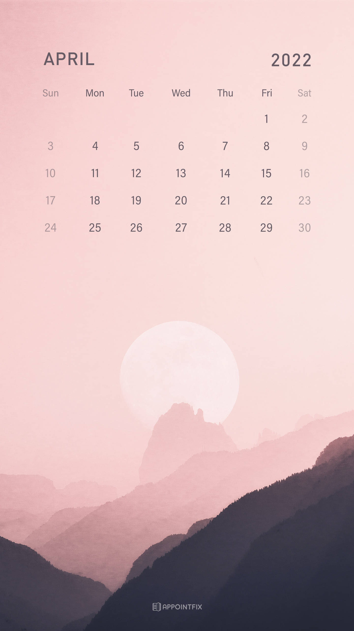 Moon And Mountain April Calendar Wallpaper