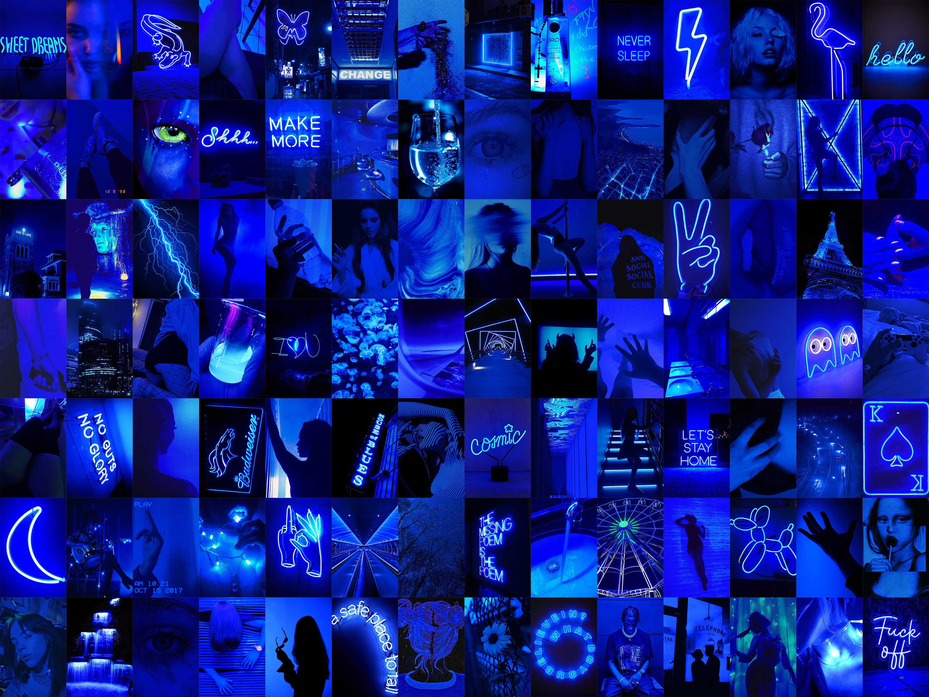 Best Neon Blue Aesthetic Wallpaper Collage Picture