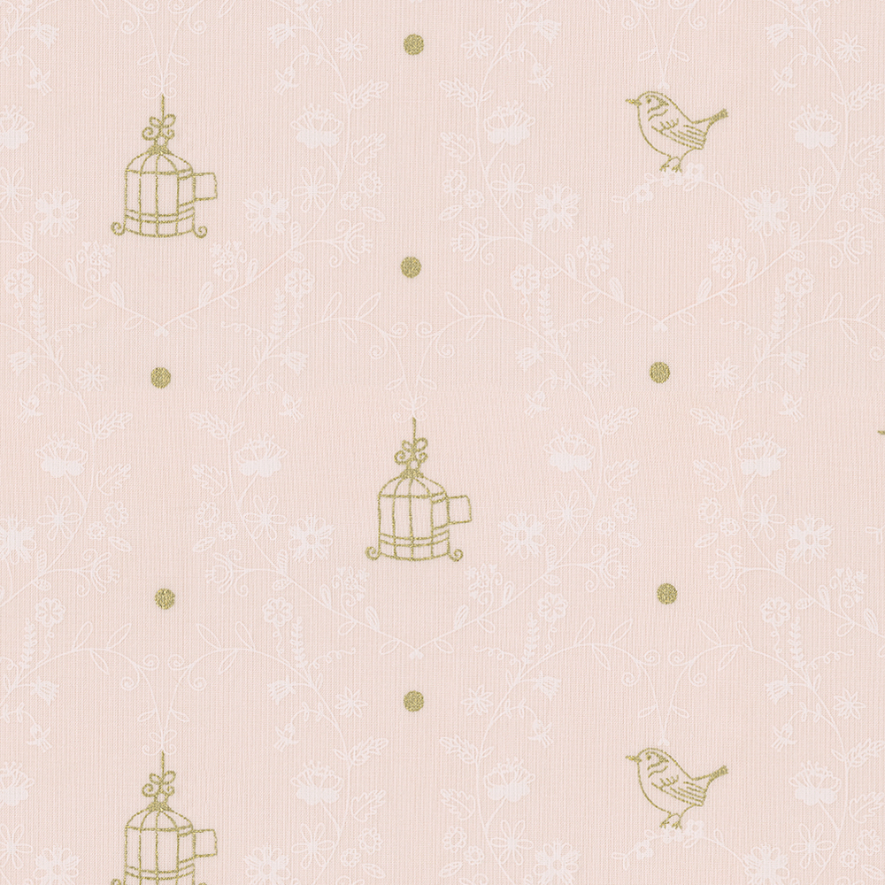 Blush and Gold Bird Fabric by the Yard Pink Fabric Carousel
