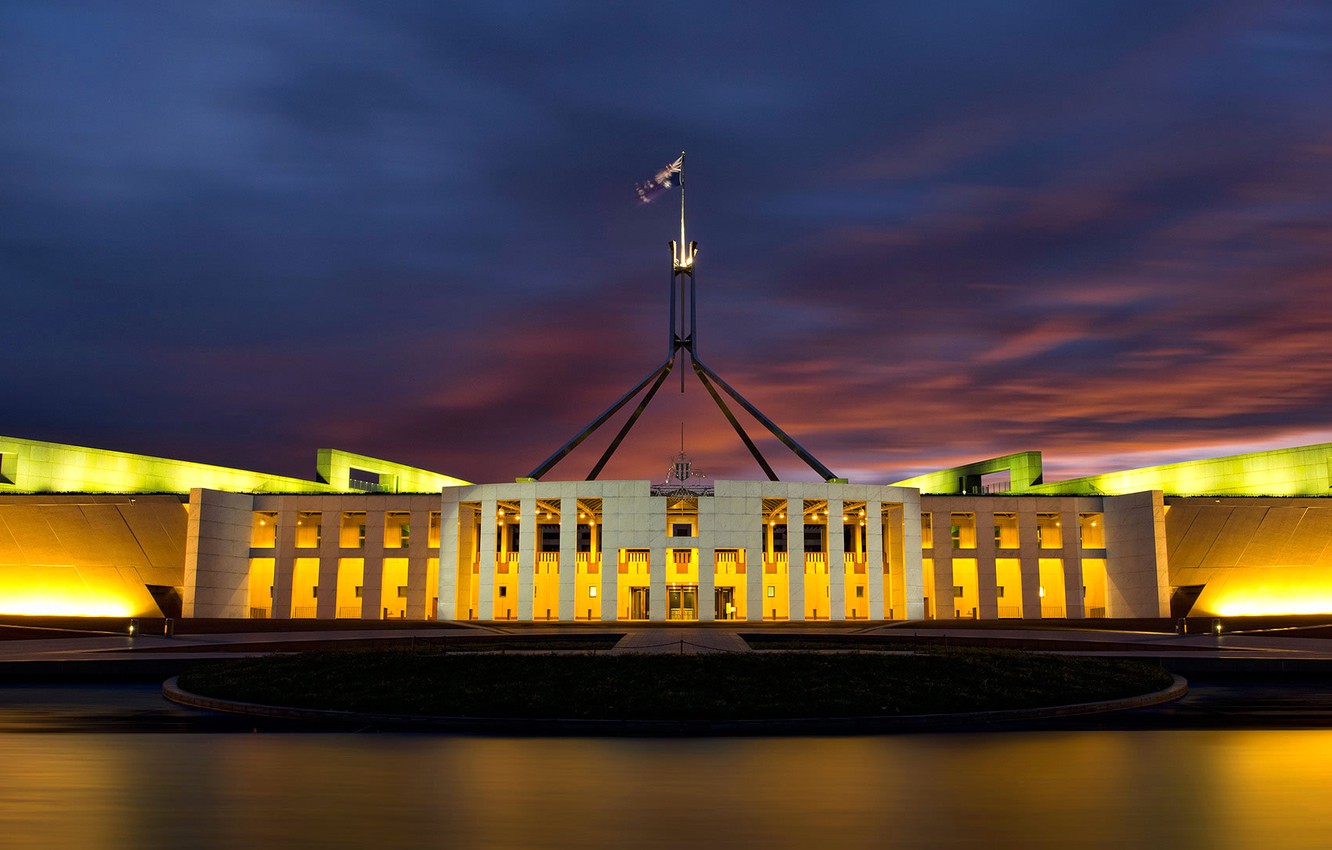 Wallpaper Night Lights Australia Parliament Canberra Image
